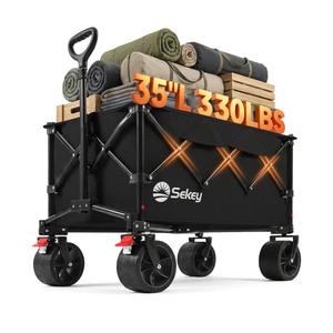 Sekey Wagons Carts Foldable with Big All-Terrian Beach Wheels, Collapsible Heavy DutyWagon, Extra Large Folding Wagon,Foldable Wagon for Camping, Garden, Sports. Black