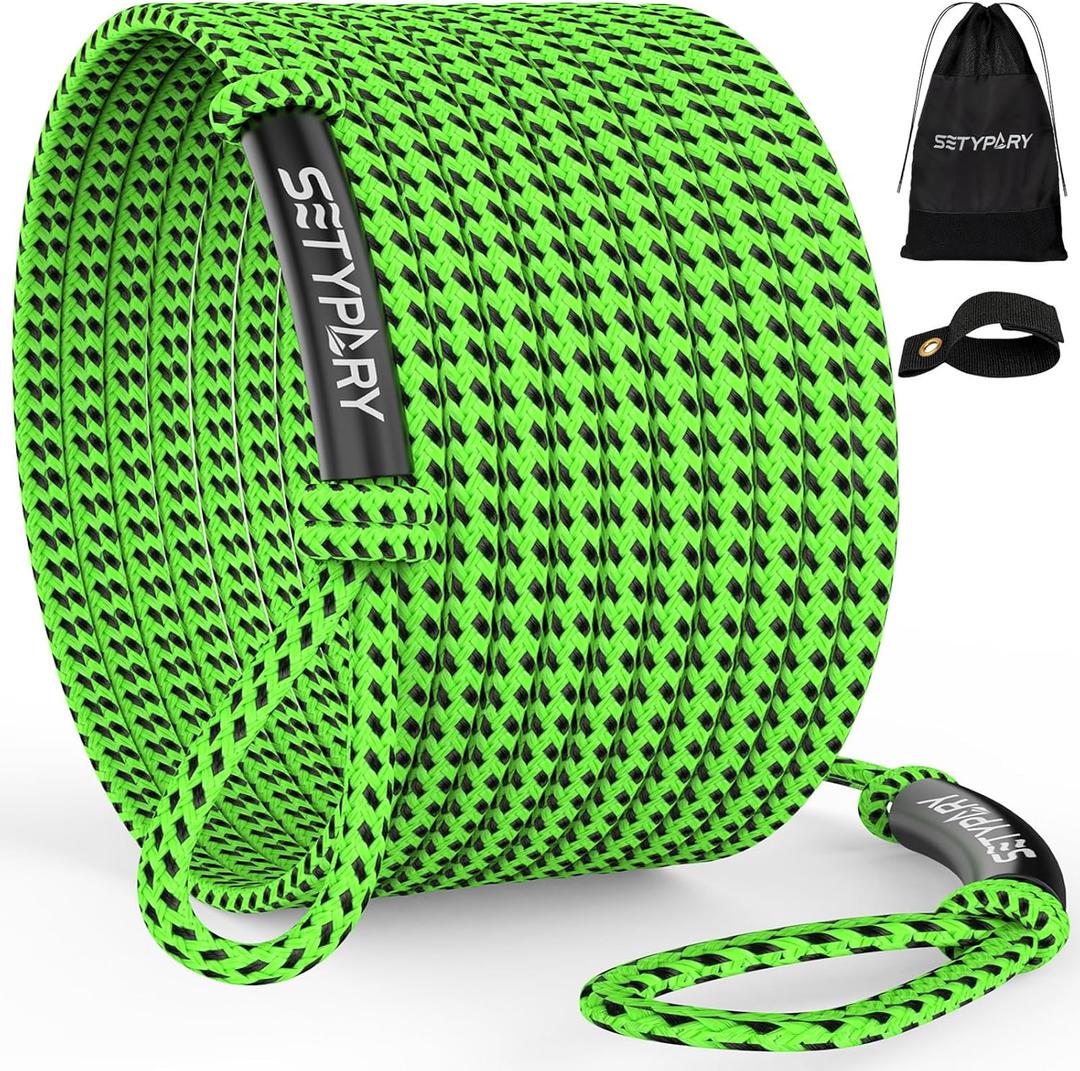 4-6K 60FT Boat Tow Rope for Tubing, Fits 1-4 Person Towable Tubes Boating, Heavy-Duty Floating Tube Tow Rope for Watersports (Green & Black)