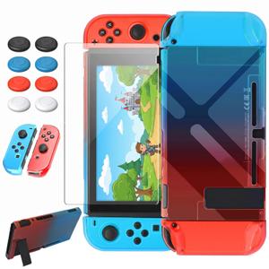 FYOUNG Switch Protective Case and Screen Protector Set, Dockable Cover Hard Shell for Switch Console Accessories, Travel-Friendly(Blue&Red, for Switch 1 6.3 inch)