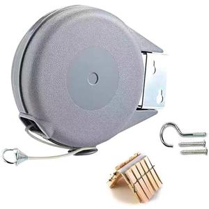 Retractable Clothesline Used to Outdoor39 feet(12 Meters) PVC Line RetractingIncluding 12 pcs ClothesPinsWall Mounted Retractable Laundry Line for Drying Clothes (Gray)