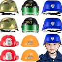 Liliful 10 Pcs Role Play Hard Hats Helmets for Kids Costume Hats Dress Pretend Career Play Hard Hat Police Hat Fireman Firefighter Helmet Construction Hats Swat Helmet Army Helmet for Halloween Party