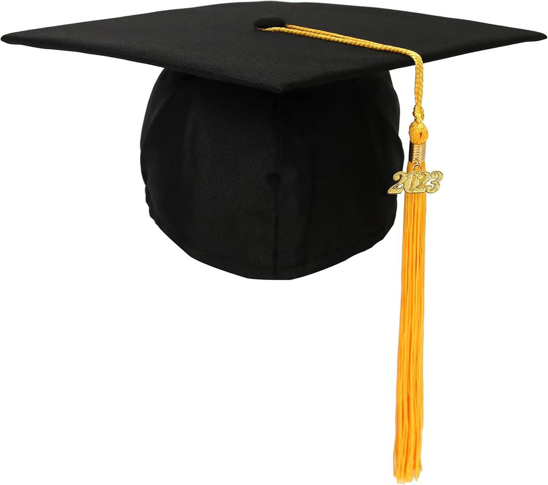 3 x Newrara Graduation Unisex Matte Adult Graduation Cap with Tassel (Black)