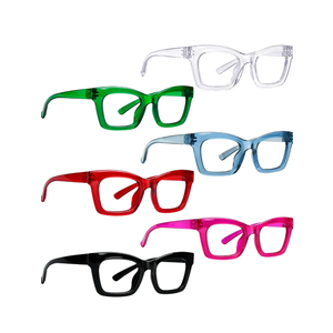GUD 6 Pairs Cat-Eye Reading Glasses Metalless Screwless Spring Hinges 6 Pack Oversized Readers for Women