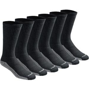 Dickies Men's Dri-tech Original Moisture Control Crew Socks Multipack, Black (6 Pairs), Shoe Size: 6-12, Pack of 6