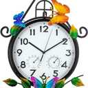 15'' Large Outdoor Clock, Wall Clock with Thermometer & Humidity Silent No-Ticking Outdoor Clocks Waterproof for Patio, Living Room, Kitchen (Black-house)