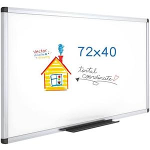 VIZ-PRO Dry Erase Board/Magnetic Whiteboard, 72 x 40 Inches, Large Wall Mounted Board for School Office and Home