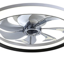 20" Modern Ceiling Fan with Light, 6 Speeds & Dimmable, White Flush Mount for Home