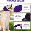 JOHNBOLIN Dog Ear Muffs & No Shake Ear Wrap for Hematoma, Bathing, Drying & Noise Anxiety Relief - Elastic Waterproof Ear Protector with Calming Hoodie Design for Grooming (Purple, M)