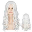 Miss U Hair Women Long Curly White Costume Wig Witch Queen Elf Cosplay Party Wig