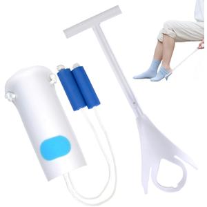 Sock Aid Kit, Sock Puller Aid Easy On and Off, Sock Assistant Device No Bending, Sock Aids for Putting On Socks and Sock Remover, Sock Helper for Seniors, Pregnant, and Limited Mobility (2 Piece White)