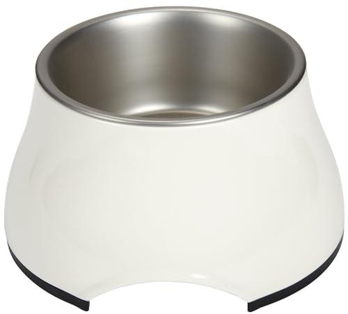 Dogit Elevated Dog Bowl, Stainless Steel Dog Food and Water Bowl for Small Dogs, White, 73745