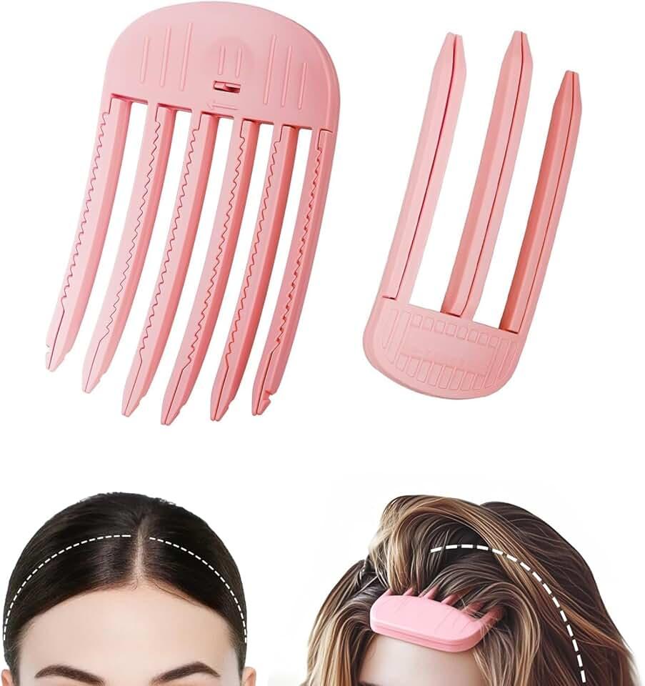 2Pcs Volumizing Hair Clips for Women,Easy High Crown Volume Tool, No Crease Hair Root Lifting Clips for a Natural Puffy Lazy Hairstyle, Pink