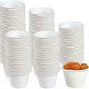 ECOLipak 200 Pack 4 oz Compostable Portion Cups, 100% Biodegradable Souffle Cups, Disposable Paper Cups for Condiment Samples
