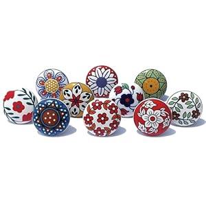 Royal Kraft Vintage Multicolor Painted Ceramic Pull Knobs for Kitchen Cabinet, Door & Drawer, Wardrobe, Cupboard (Set of 10) Sknob001 Royal Kraft Vintage Multicolor Painted Ceramic Pull Knobs for Kitchen Cabinet, Door & Drawer, Wardrobe, Cupboard (Set of 10) Sknob001