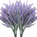10 Bundles Fake Flowers Artificial Lavender Faux Plastic Plants for Home Decor Wedding Kitchen Garden Patio Porch Window Box Office Table Centerpieces Indoor Outdoor Decorations, Purple