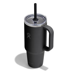 Hydro Flask 40 Oz Clear Lid Travel Tumbler with Straw and Handle - Insulated Stainless Steel in 40 Oz Black