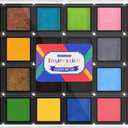 CraftyManor Mini 24 Color Pigment Ink Pads Set for Stamps, Fingerprint Ink Pad for Kids, Stamp Pad for Scrapbook Paper & Stamps for Classroom & Clothing Stamp & Letter Stamps, Archival
