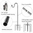 Shepherds Hook for Outdoor, 94 Inch Tall & 5/8 Inch Diameter Stainless Steel Heavy Duty Poles to Hang Outdoor Lights with 5 Prongs Base, Suitable for Bird Feeders or Wedding Decors(1pack) (Silver)