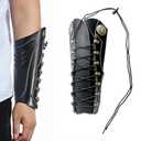 Luoyer Archery Arm Guard with Adjustable Strap Traditional Armguard Forearm Protector Medieval Arm Bracer PU Leather Protective Archery Gear for Recurve Bow Longbow Men/Women (Black)