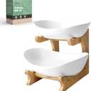 Amazon.com: Seven Sparta 2 Tier Fruit Bowl for Kitchen Counter/Ceramic Serving Bowls with Bamboo Stand/Tiered Fruit Basket for Fruit Vegetable Storage, Cake, Dessert, Nuts, Snack, Salad (Dishwasher Safe) : Home & Kitchen