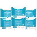 Amazon Basics Makeup Remover Wipes, Gentle Cleansing, Dermatologist Tested, Hydrating with Hyaluronic Acid, Plant-Based, Alcohol-Free, Removes Waterproof Mascara, No-Rinse Formula, 25 Count, 6-Pack