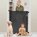 42 Inch Extra Tall Baby Gate 0"-39" Wide Narrow Baby Gate for Stairs Extra Tall Retractable Dog Gates for Doorways Extra Tall Pet Gate Indoor Mesh Gate for Kids Tall Dog Gates for The House, Black