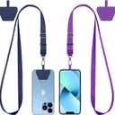 CACOE Phone Lanyard 2 Pcs Lengthened Adjustable Neck Strap,Multifuctional Patch Cell Phone Lanyards Compatible with Most Smartphones(Blue+Purple)