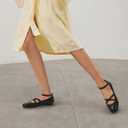 Mofri ShowHow Womens Mary Jane Flats Round Toe Mary Jane Shoes Ankle Strap Ballet Flats Shoes Wedding Casual Office Dress Shoes (6, Black Pu)