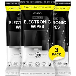 EVEO Electronic Wipes Screen Cleaner - Screen Wipes TV Screen Cleaner Wipes, Computer Screen Wipes, Laptop Screen Cleaner, ipad & Monitor Cleaner, Screen Cleaning Wipes - [90 Wipes + Microfiber Cloth]