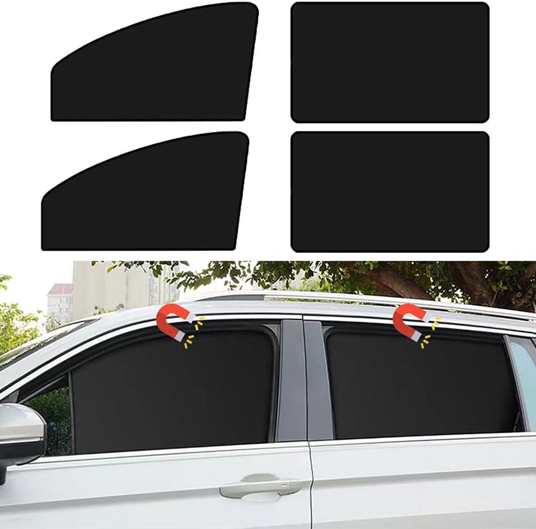 Car Side Window Sun Shades, 4 PCS Window Sunshades Privacy Curtains, 100% Block Light for Breastfeeding, Taking a nap, Changing Clothes, Camping (Front&Back 4pcs)