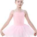 Stelle Toddler Ballet Outfit for Girls Sleeveless Gymnastics Dance Leotard | Camisole Leotards for Girls with Skirt, Spaghetti Strap, Soft Stretch Fabric, Dance Studio, Gymnastics, Outdoor Daily Wear