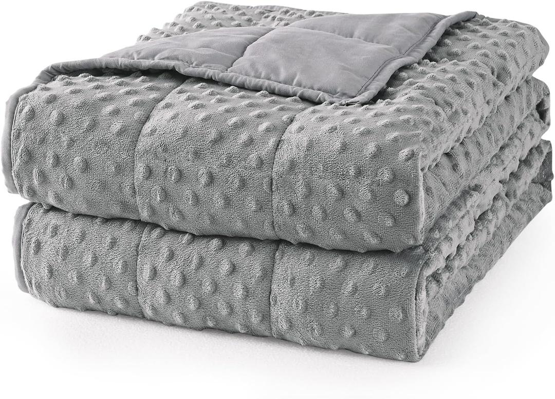 Mr. Sandman Weighted Blanket for Adults Queen, Minky Dots Heavy Blanket for Woman, Man Sleeping/Calm, Soft, Cozy and Cooling Weighted Throw Blankets, Machine Washable, 80 x 87in, 15 Pounds, Grey