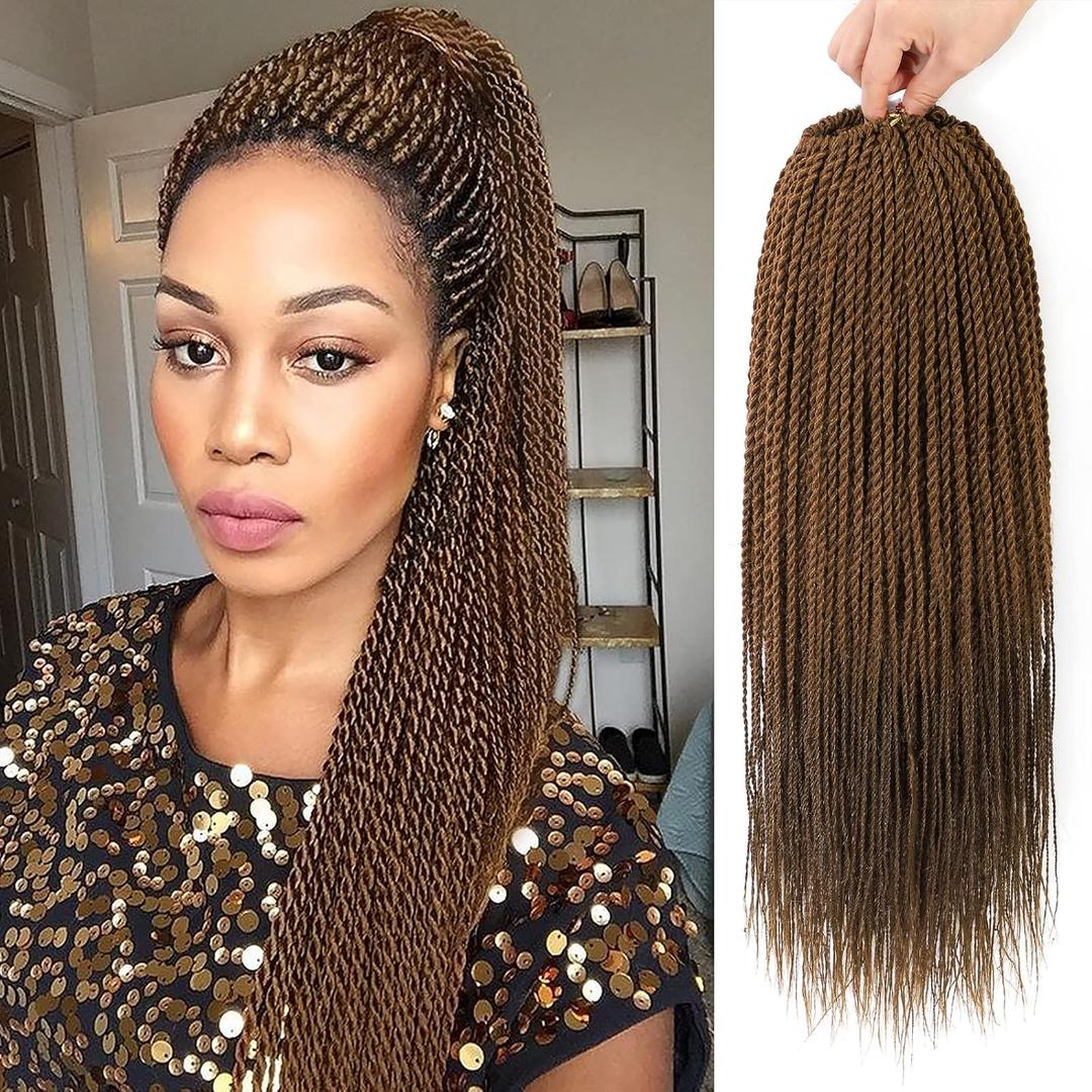 NAYOO Twist Crochet Hair - 18 Inch 8 Packs Senegalese Twist Crochet Hair Pre-Looped, 35 Strands/Pack Crochet Twist Hot Water Setting, Ombre Crochet Hair for Black Women (18 Inch, 30#)