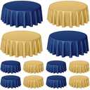 Buryeah 12 Pcs 84 Inch Navy Blue and Gold Round Plastic Disposable Table Cloth Waterproof Tablecloth Circle Table Covers for Passover Graduation Bridal Wedding Birthday Party Gender Reveal Baby Shower