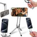 Mini Pocket Magnetic Phone Tripod Aluminium Foldable Stand with Strong Magnet, Maglock Smartphone Tripod Compatible with iPhone 17 16 15 14 13 12 Series, Silver