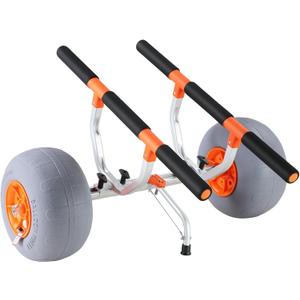 Kayak Cart, Foldable Canoe Trolley Cart with 12'' Tires, Adjustable Width 6.69"-17.32",350 Lb Weight Capacity Kayak Trolley for Kayaks Canoes Paddleboards Float Mats Jon Boats