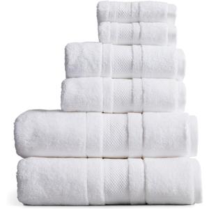 Springtree Home Luxury 100% Cotton Bath Towels Set | 100% Zero Twist Cotton | Premium Bath Towels | Ultra Soft Thick Plush & Highly Absorbent | Luxury Hotel & Spa Bathroom Towels | 6 Piece Set - White
