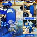 Metal Arch Stand and Cover Set,1 Royal Blue Spandex Fitted Backdrop with 1 Gold Wedding Arched Stand Frame for Parties Birthday Baby Shower Bridal Banquet Decoration (7.2FT)