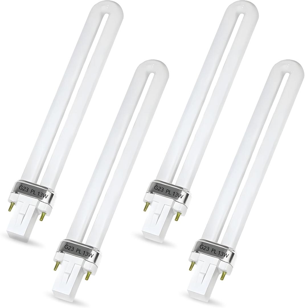 4 PCS PL13-E-FFP 13W Type E Fluorescent Light Bulb Compatible with OttLite T1333E, Neutral White CFL Twin Tube Plugin Light Bulbs, G23 Base