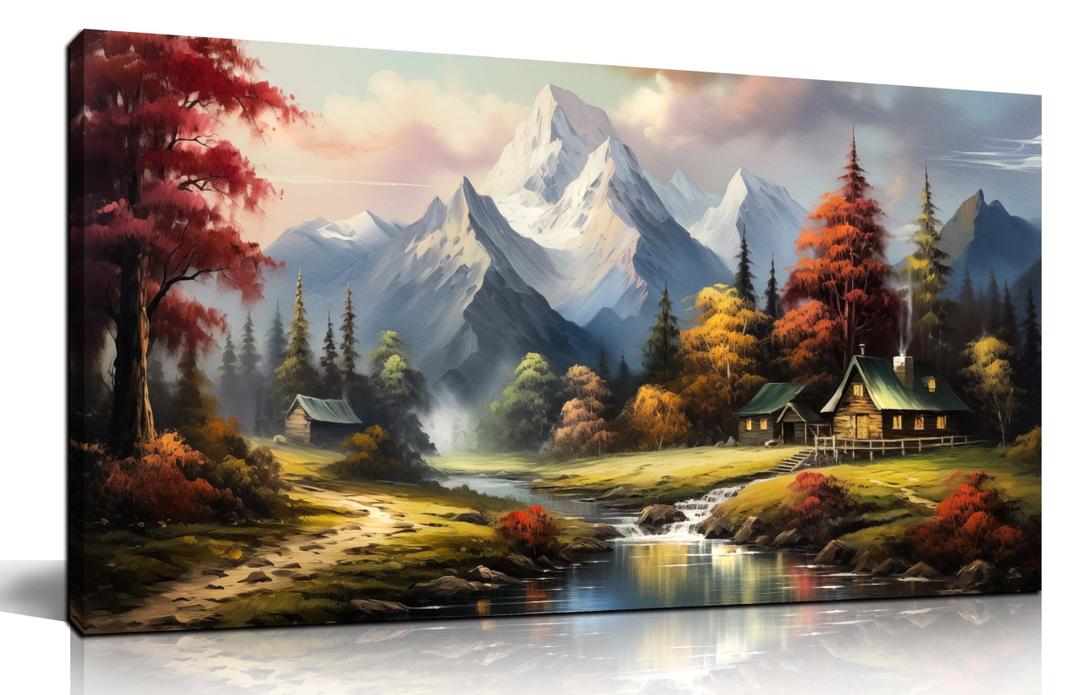 Prepeyssee Mountain Wall Art Large Landscape Lake Wall Art for Living Room Bedroom Office Home Decor Modern Farmhouse Artwork 20x40 Inch