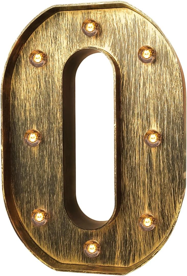 Golden Black Led Marquee Letter - Industrial, Vintage Style Number Sign for Cafe