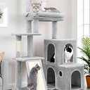 Globlazer F50 Cat Tower for Indoor Cats, 50-inch Heavy Duty Cat Tree for Big Cats, Cat Tree House with Extra-Large Padded Platform, Sisal Scratching Board, 2 Large Condos, Cloud Grey