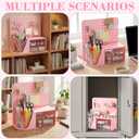 Novabright Desk Organizer with 2 Drawers, Rotating Pen Holder with 5 Slots & Pegboard, Back to School & End of School Year Gifts, Multifunctional Desktop Storage for Desk Home Office Supplies(Pink)