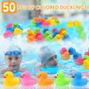 50Pcs Mini Rubber Duck Bath Toys, Multicolor Bath Ducks Bulk Float Duck Baby Bath Toy for Shower Birthday Party Favors Gift Classroom Summer Beach Pool Party Games