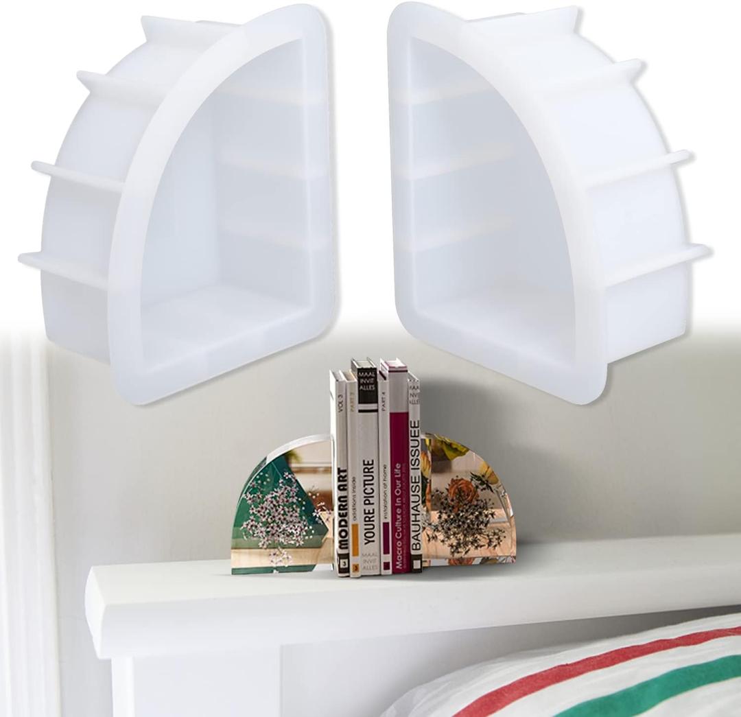 Large Bookends Resin Mold, 1 Pair Sector Silicone Geode Book Organizer, DIY Crystal Epoxy Mold for Books, Desktop Organizer, Office Home Decoration, Gift