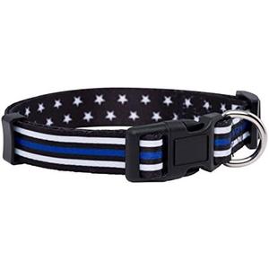 Native Pup Thin Blue Line Dog Collar- Stars (Medium)