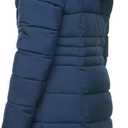 Rokka&Rolla Women's Maxi Winter Coat Long Puffer Jacket with Faux Fur Lined Hood (Large, Midnight Blue)