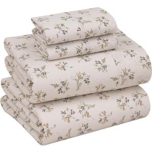 RUVANTI 100% Cotton Sheets Queen Size Set, 4 Pieces, Soft & Breathable Percale Weave Bedding, Deep Pocket 16", Hotel Standard, Crisp Cool Feeling, Durable, Perfect Floral Bed Sheet, Twin Spring RUVANTI 100% Cotton Sheets Queen Size Set, 4 Pieces, Soft & Breathable Percale Weave Bedding, Deep Pocket 16", Hotel Standard, Crisp Cool Feeling, Durable, Perfect Floral Bed Sheet, Twin Spring