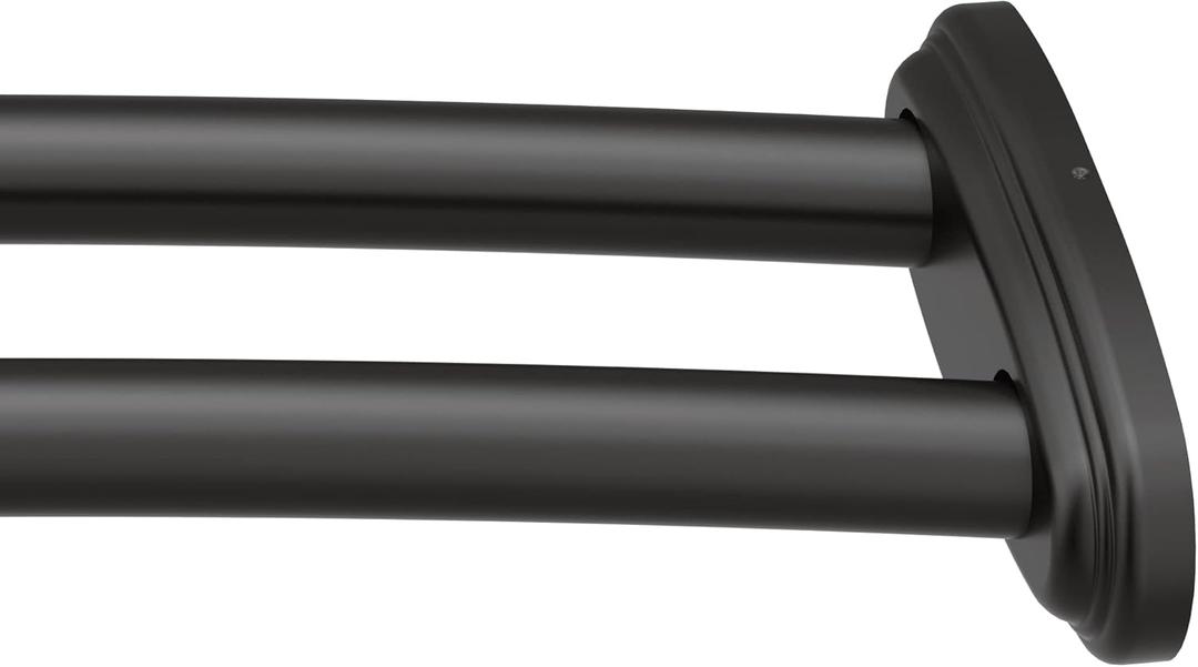 Moen Matte Black Adjustable 57 to 60-Inch Double Curved Shower Rod, Permanent Wall Mounted Shower Curtain Rod, DN2141BL
