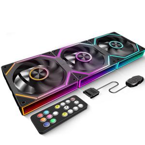 FB120 3 Pack 120mm ARGB PC Case Fans - Wireless Splicing/Daisy-Chain Design, 16.8M Colors Infinite Mirror Design with Remote, PWM Speed Control, High Airflow, Quiet Cooling for Gaming PC Build